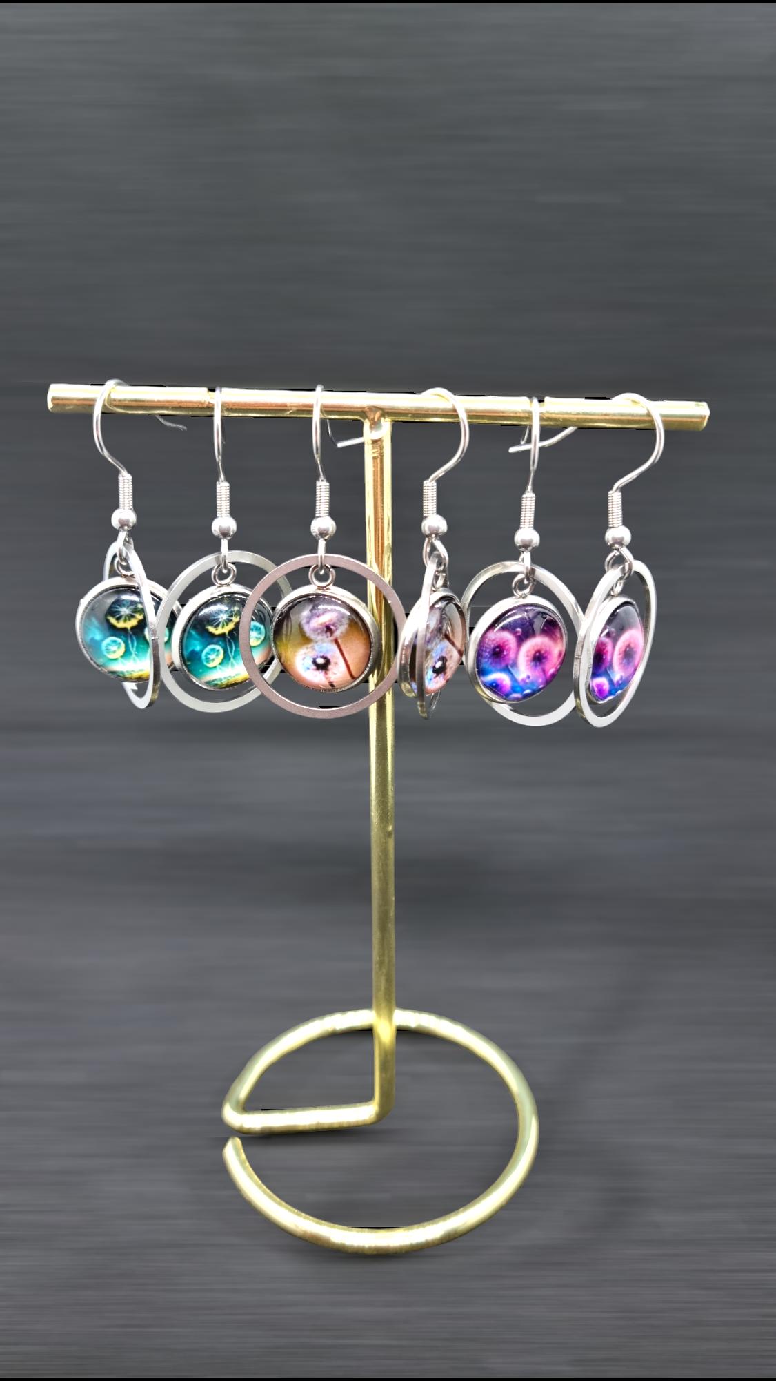Ohrringe Aus Edelstahl, Cabochon, Rund, Pusteblume, in 3 Farben, Geschenk, Geburtstag, Hypoallergen, Einzigartig, Handarbeit. Weihnachten Ohrringe Aus Edelstahl, Cabochon, Rund, Pusteblume, in 3 Farben, Geschenk, Geburtstag, Hypoallergen, Einzigartig, Handarbeit. Weihnachten von SelfmadebyKira