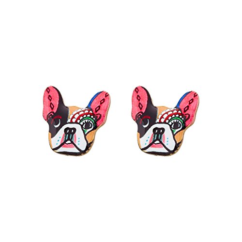 SELIA® Ohrstecker Französische Bulldogge in Pink - Hautverträglich - Bully Hunde Schmuck für Frauen Frenchy Ohrringe (Ohr pink Dog) von Selia