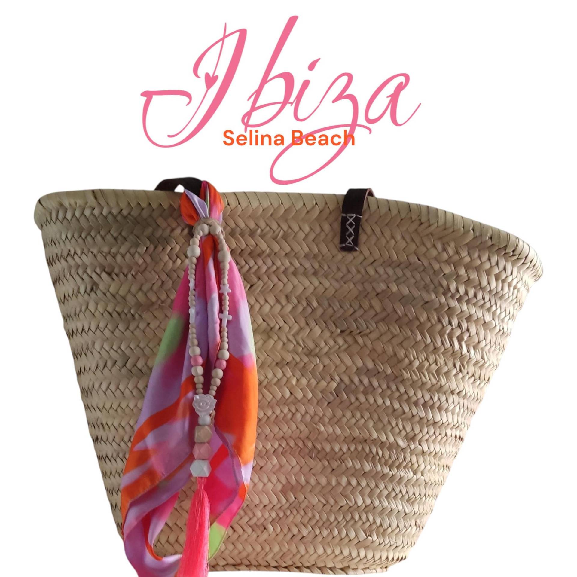 Ibiza Korbtasche Boho Xxl Natur Mit Deko Tuch & Kette von SelinaBeach