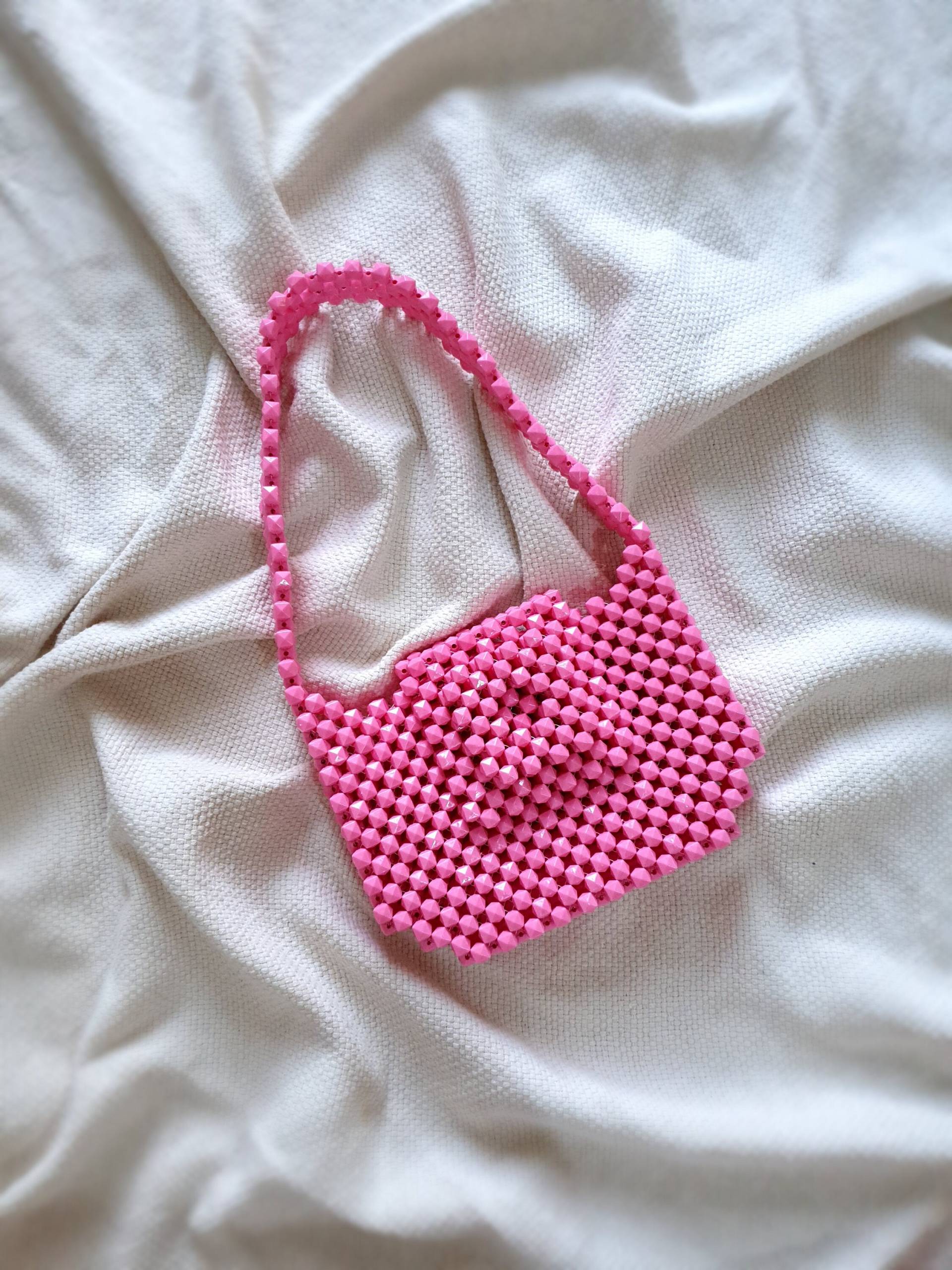 Handgemachte Rosa Perlen Umhängetasche Party Abend Handtasche von SelisBagStore