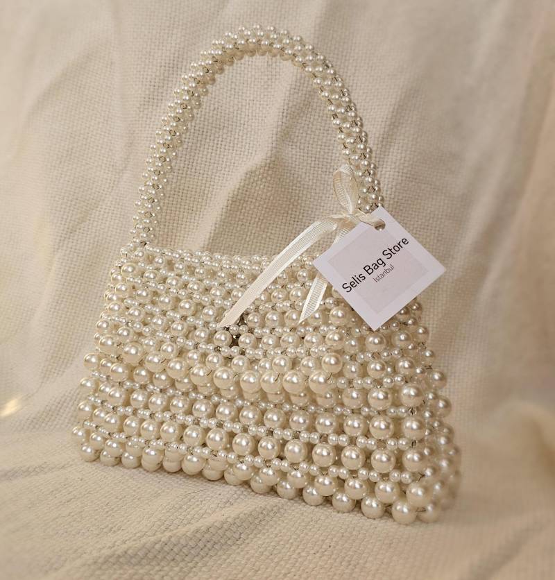 Handmade Perlen Tasche Braut, Abend Schultertasche von SelisBagStore