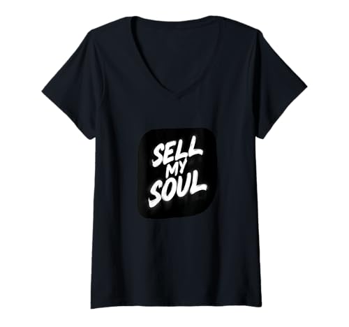Damen Nettes „Sell My Soul“ -Motto T-Shirt mit V-Ausschnitt Damen Nettes „Sell My Soul“ -Motto T-Shirt mit V-Ausschnitt von Sell my Soul Outfit