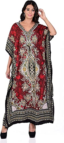 Lange Kaftan-Kimono-Kleider, für Damen, normale bis große Größen, Rot/Ausflug, einfarbig (Getaway Solids), Einheitsgröße-L von Sellinghub21