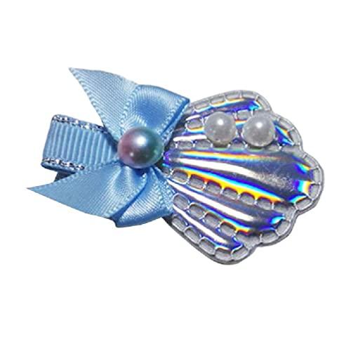 Selma. Cartoon Kind Haarnadel Blau Barrette Gradient Haarnadeln Haarspange mit Schleife Perle stilvolle Haarspange Retro weibliche Haarspange Gradient Shell blau bownot kleine Perle für weibliche von Selma.