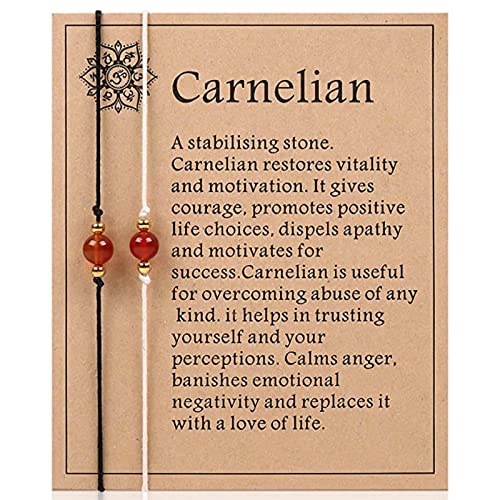 Selma.Freundschaftsarmbänder, Armbänder für Paare 2x Carnelian Crystal Bracelets for Women Red Carnelian Crystal Wish Bracelet Jewelry Gift for Couple Bestfriend Birthday von Selma.