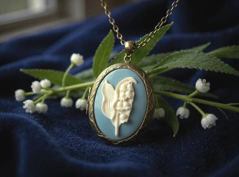 Blaue Maiglöckchen Cameo Locket Halskette von SelmaDreams