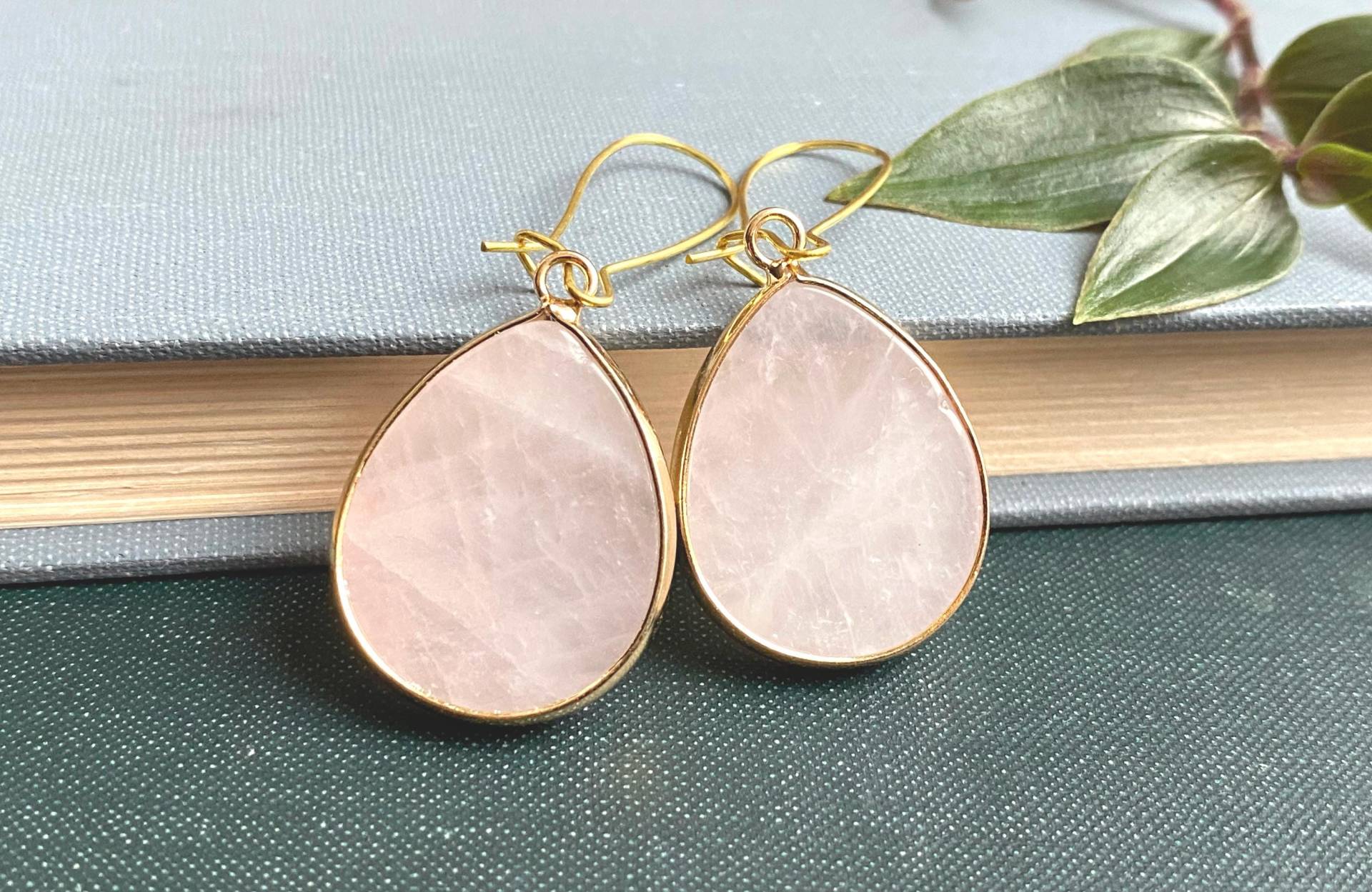 Rosenquarz Ohrringe, 18K Vergoldet Schmuck von SelmaDreams