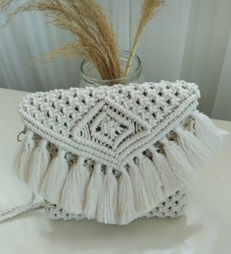 Makramee Tasche /Boho Umhängetasche/Handytasche Clutch Boho Sommertasche Handtasche Strandtasche Täschen von SelolaDE