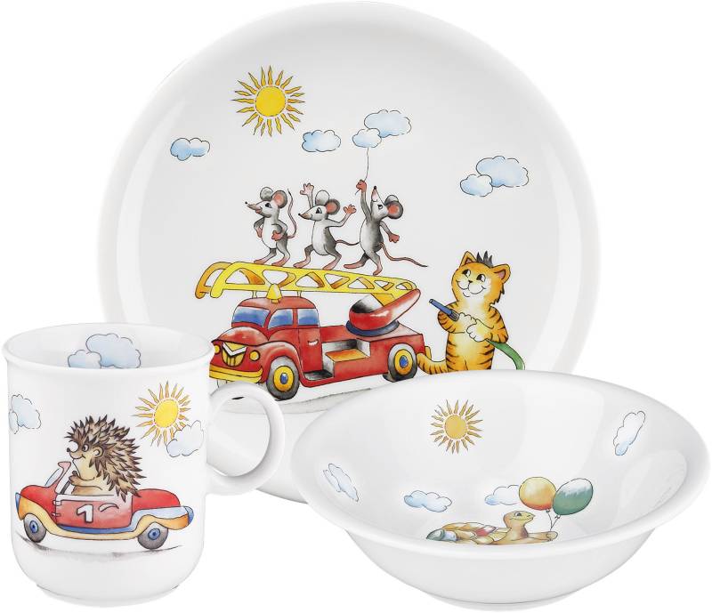 Seltmann Weiden Kindergeschirr-Set "Compact Flinker Flitzer" Teller, Schüssel, Becher, Made in Germany, 3 Teile, für 1 Person von Seltmann Weiden