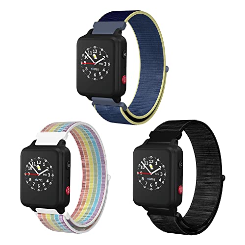 Seltureone 3 Stück Nylon-Armband für Kinder, kompatibel für ANIO 5, Bequemer, Atmungsaktiver, Wasserdichte Riemen für Kinder, Einfach zu Tragen - Blau, Farbe, Schwarz von Seltureone