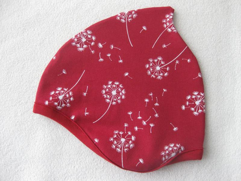 Bio Mütze Pusteblumen Rot, Winter, Plüsch Futter, Kinder & Baby, Wunschgröße von Sembini