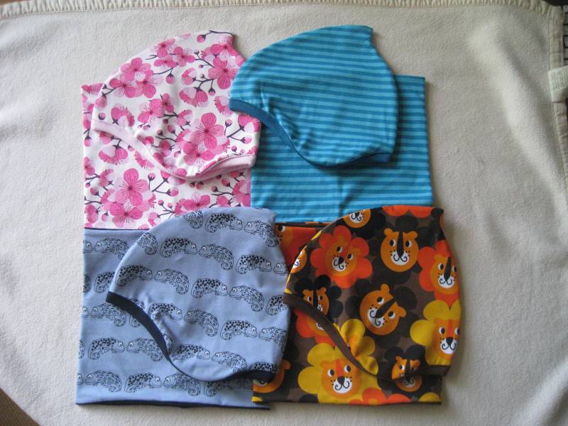 Bio Mütze & Loop, Gr. 52-54, Chamäleon, Löwen, Sakura, Ringel Türkis, Motiv Auswahl, Herbst, Kinder von Sembini