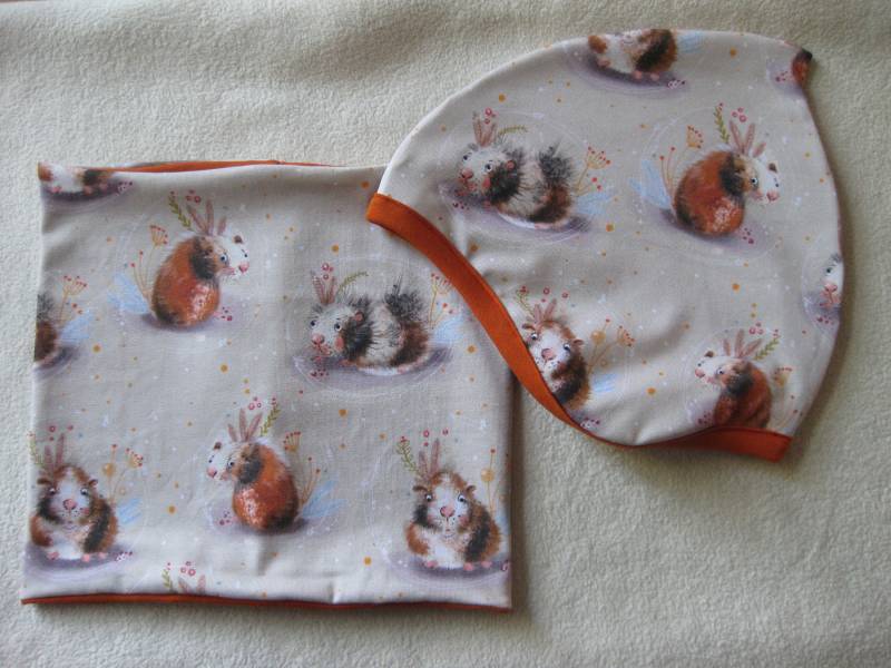 Bio Mütze & Loop Meerschweinchen, Gr. 54-56, Herbst, Kinder von Sembini