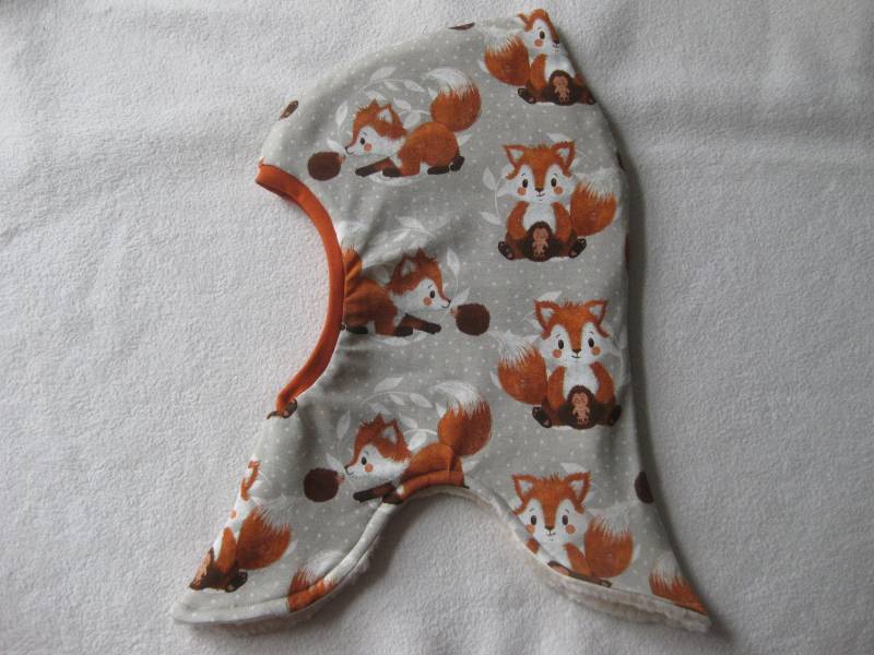 Bio Schlupfmütze Fuchs & Igel, Herbst + Winter, Futter Auswahl, Kinder, Baby, Wunschgröße von Sembini