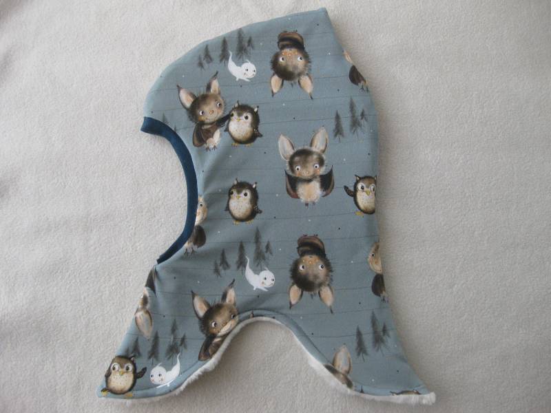Bio Schlupfmütze Uhu & Fledermaus, Herbst + Winter, Futter Auswahl, Kinder, Baby, Wunschgröße von Sembini
