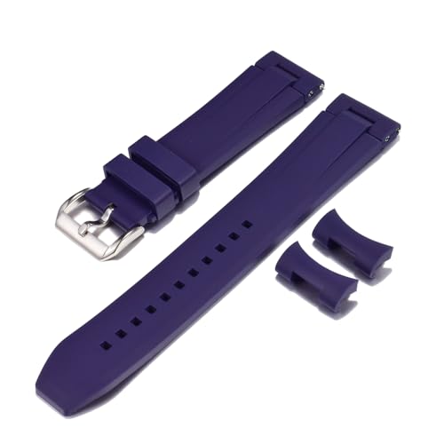 Semdu Uhrenarmband aus Silikonkautschuk mit flachem gebogenem Ende, 20 mm, 22 mm, Blau (Blau, 22 mm) von Semdu