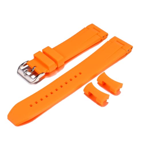 Semdu Uhrenarmband aus Silikonkautschuk mit flachem gebogenem Ende, 20 mm, 22 mm, Orange, 20 mm von Semdu