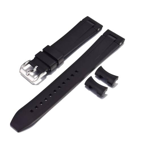 Semdu Uhrenarmband aus Silikonkautschuk mit flachem gebogenem Ende, 20 mm, 22 mm, schwarz, 22 mm Semdu Uhrenarmband aus Silikonkautschuk mit flachem gebogenem Ende, 20 mm, 22 mm, schwarz, 22 mm von Semdu