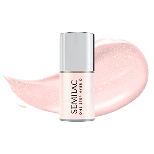 S257 Semilac One Step Hybrid Nagellack 3in1 Glitter Rose 5 ml Innovativ UV LED Farblack Nail Polish von Semilac