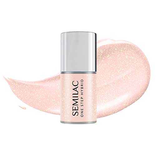 S258 Semilac One Step Hybrid Nagellack 3in1 Glitter Peach 5 ml Innovativ UV LED Farblack Nail Polish von Semilac