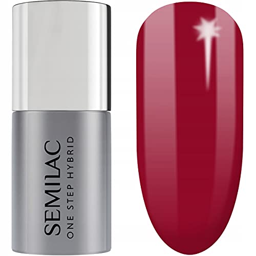 S575 Semilac One Step Hybrid Nagellack 3in1 Dark Red 5 ml Innovativ UV LED Farblack Nail Polish von Semilac