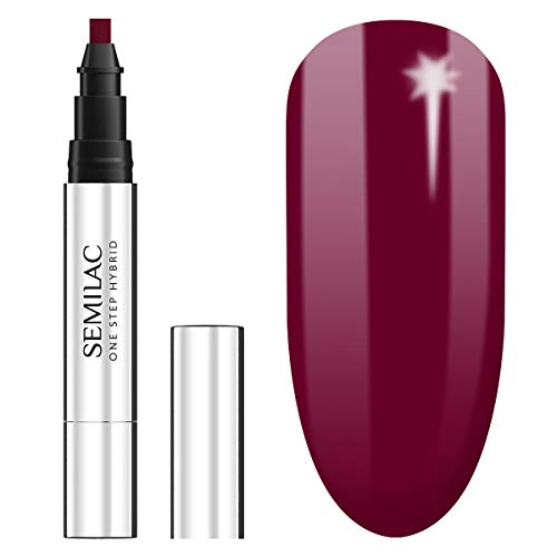 Semilac One Step UV Nagellack 3in1 in Stift-Form Burgund Farb S580 Crimson 3 ml Innovativ UV LED Farblack Nail Polish Ideal für zu Hause und Professionelle Maniküre von Semilac