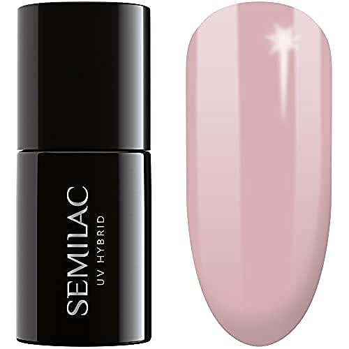 Semilac UV Nagellack Beige Farb 057 Nude Beige Rose 7 ml UV LED Farblack für Farbintensive Fingernägel Ergiebig und Langlebig Nail Polish von Semilac