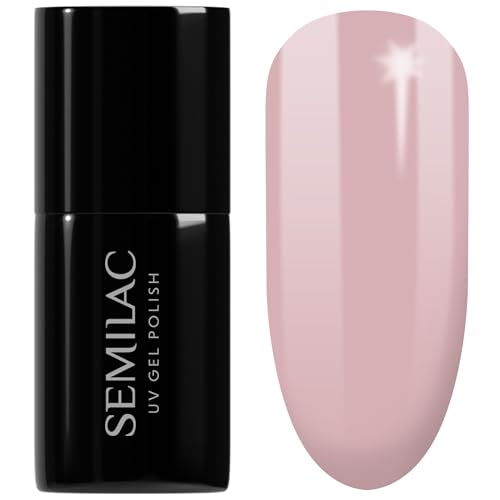 Semilac UV Nagellack Beige Farb 057 Nude Beige Rose 7 ml UV LED Farblack für Farbintensive Fingernägel Ergiebig und Langlebig Nail Polish von Semilac