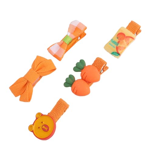 15 Stück Haarspangen für, Orangefarbene Haarspangen mit Karottenschleife, Niedliche Cartoon-Haarspangen für Mädchen, Feine Verarbeitung, Zubehör für Schulpartys von Semme