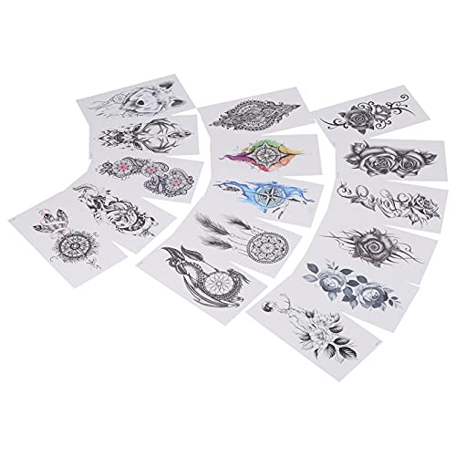 16 Stück Tattoo Aufkleber Temporäre Fake Tattoo Aufkleber Wasserdichte Körperkunst Tattoos Aufkleber Patch, Gemischte Stile Tattoo Aufkleber Aufkleber, Voller Arm Fake Tattoos von Semme