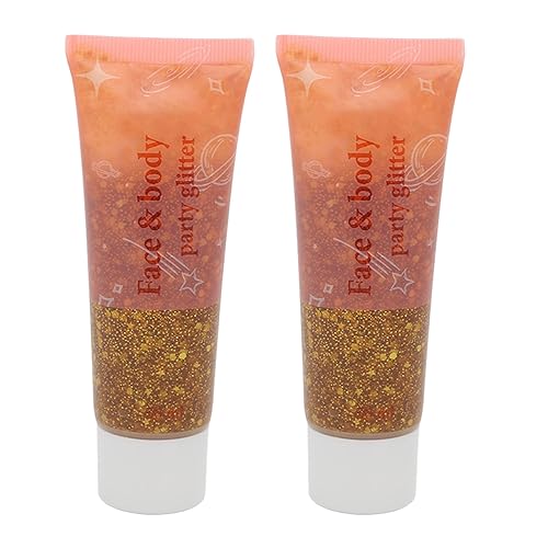 2 Stück Gold Glitzer Gel Körperkunst, Make-up Lidschatten Gesicht Glitzer Kosmetik 50 Ml, Leuchtende Farben, Langlebig, Vielfältige Einsatzmöglichkeiten von Semme