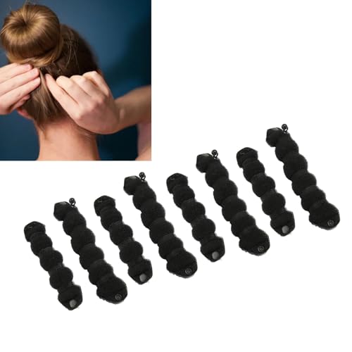 8 Stück Weicher, Flexibler Dutt-Maker für Frauen, Schwarzer Schwamm, Haar-Dutt-Maker, Twist-Ring-Zubehör, Weicher, Flexibler Dutt-Maker von Semme