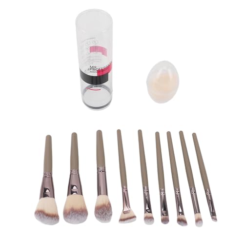 9-teiliges Make-up-Pinsel-Set, Foundation, Puder, Concealer, Lidschatten, Pinsel, Synthetischer Schwamm mit Aufbewahrungszylinder, Ergonomisches Design für Professionelle Anwendung von Semme