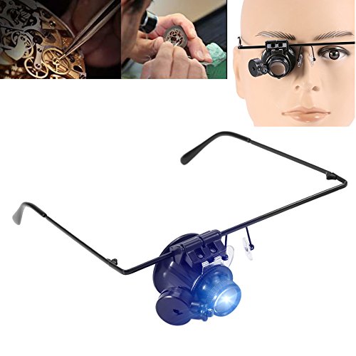 Eye Glasses Magnifier, 20X Vergrößerungs-einzelnes Augen-Vergrößerungsglas-Juwelier-Uhr-Reparatur-LED-Licht-Vergrößerungsglas von Semme