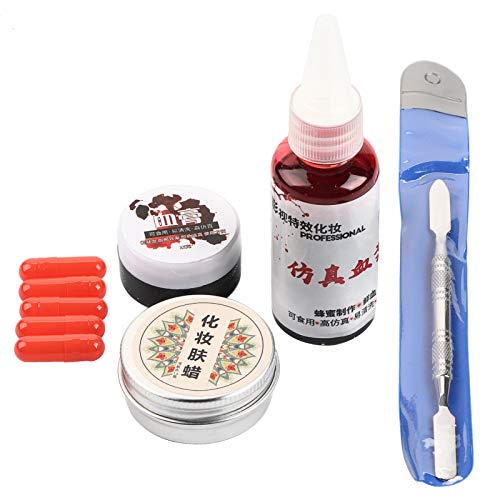 Fake Blood Makeup, Professionelles Halloween Fake Wound Blood Scars Wachs Make-up Effekt Werkzeugset für Theater und Kostüm、 Halloween Zombie und Monster Dress Up von Semme