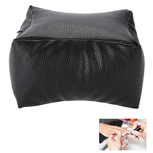 Handkissen Kissen, Maniküre Handauflage Waschbar Nail Art Design Salon Schönheit Zubehör Weiche PU Armlehne Nagelpflege Pad(Schwarz) von Semme