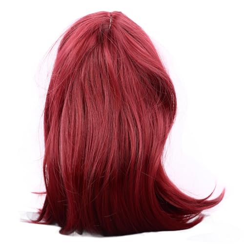 Kurze Rote Bob-Perücke für Damen mit Haarpony, Stilvolle und Besondere Frisur, Elastisches Band für Festen, Hochwertiges Simulationsmaterial von Semme