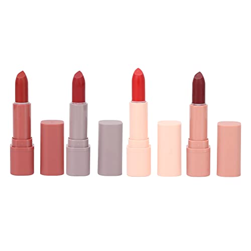Langanhaltendes Feuchtigkeitsspendendes Lippenstift-Set, 4 Farben Lippen-Make-up-Kosmetik, Hochpigmentiert, für Frauen von Semme