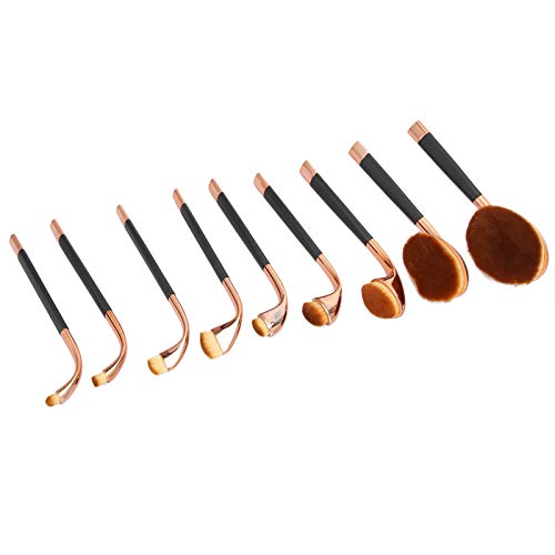 Make-Up-Pinsel-Set, 9-teilige Make-Up-Pinsel Spezielle Form Puderformung BB Creme Lidschatten Beauty Tool Zubehör Make-Up Zubehör Beauty Tool (AW01 goldschwarzer Griff) von Semme