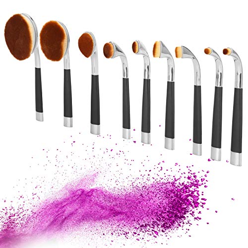 Make-up-Pinsel-Set, 9-teilige Make-up-Pinsel Spezielle Form Puderformung BB Creme Lidschatten Beauty Tool Zubehör Make-Up Zubehör Beauty Tool(AW02) von Semme