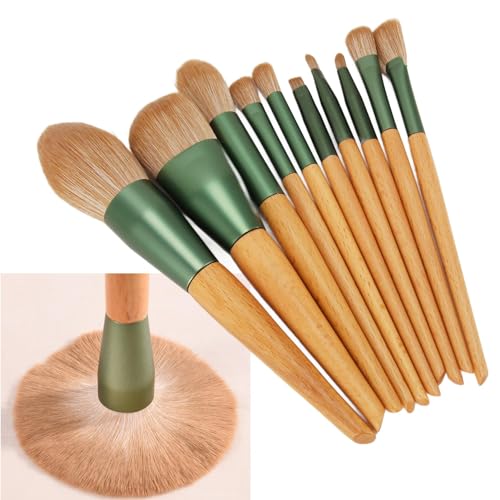 Make-up-Pinsel-Set mit Weichen Faserborsten und Holzgriff, 10 Professionelle Pinsel für Frauen und Mädchen von Semme