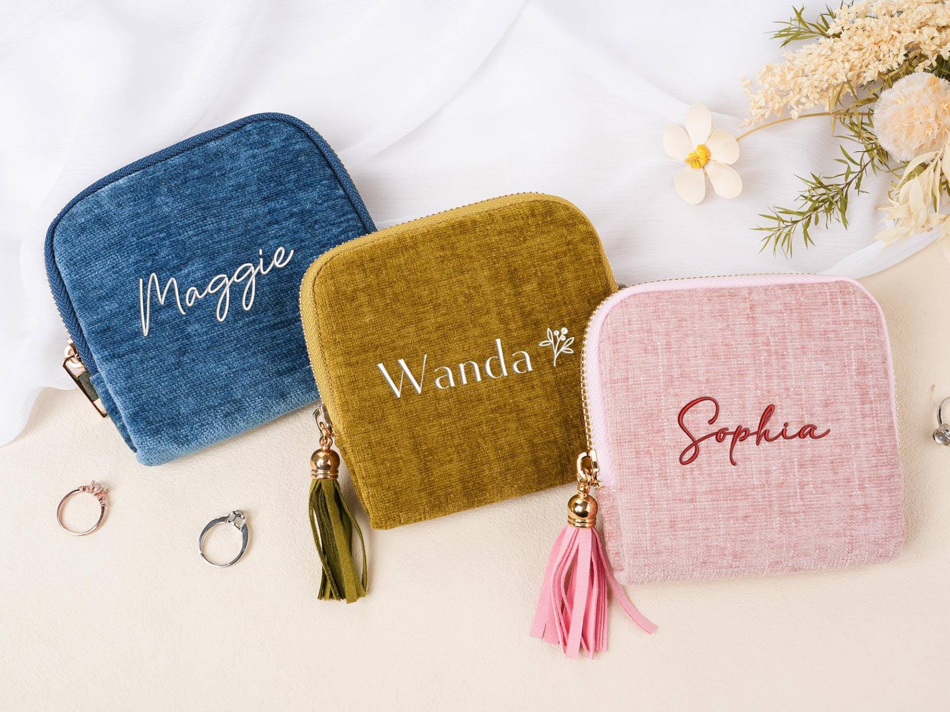 Personalized Travel Jewelry Case, Travel Gift With Name, Custom Organizer For Her, Wedding Gift, Bachelorette Party Favor, Christmas von SemmlSmiles