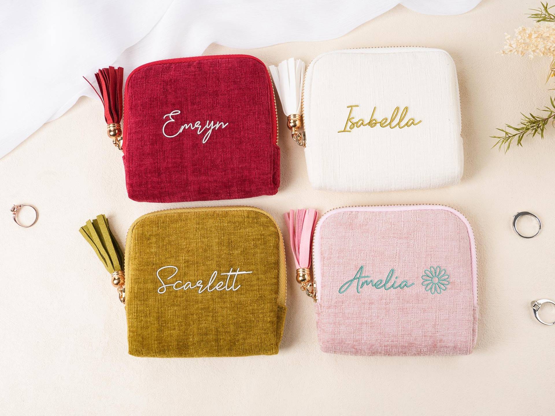 Travel Jewelry Case, Personalized Organizer For Women, Custom Bridesmaid Gift Her, Zip Pouch, Xmas Idea Her, Travel von SemmlSmiles