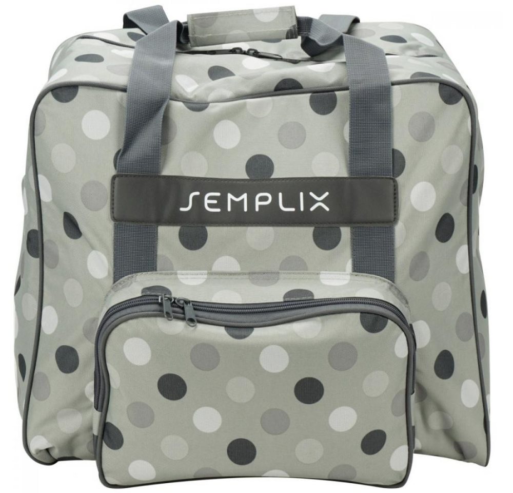 Semplix Nähmaschinentasche - Overlock-Tasche Polka Dots stein/grau 44 x 38 x 33 cm (B x H x T) von Semplix