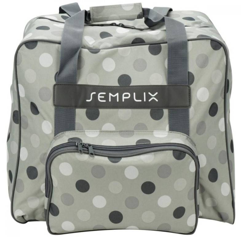Semplix Nähmaschinentasche - Overlock-Tasche Polka Dots stein/grau 44 x 38 x 33 cm (B x H x T) von Semplix