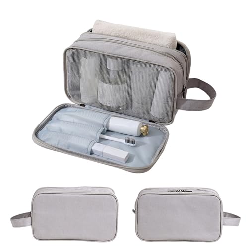 Kosmetiktasche, Make-up-Tasche, Großes Fassungsvermögen, Mehrere Fächer, Tragbare Reise-Make-up-Tasche mit Griff und Trennwand, Reise-Organizer-kompatible Tasche für Damen und Herren von Sempoda