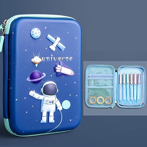 Sempoda Federmäppchen, Schreibwarenbox, Make-up-Tasche, Organizer, Niedliches Muster, Wasserdicht, Stifttasche, Kosmetik, Tragbares Geschenk für Büro, Schule, Mädchen, Jungen,(Astronaut Dunkelblau) von Sempoda