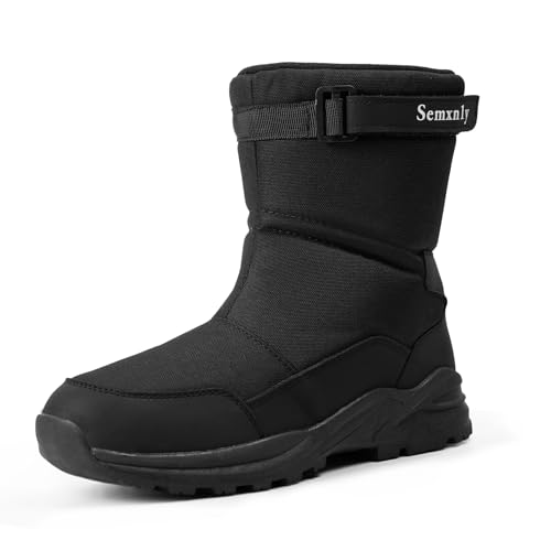 Semxnly Herren Schneestiefel Wasserdicht - Warm Fell Gefüttert Herren Winterstiefel Isoliert Rutschfest Verschleißfest Schneestiefel für Männer, Schwarz, 45 EU Semxnly Herren Schneestiefel Wasserdicht - Warm Fell Gefüttert Herren Winterstiefel Isoliert Rutschfest Verschleißfest Schneestiefel für Männer, Schwarz, 45 EU von Semxnly