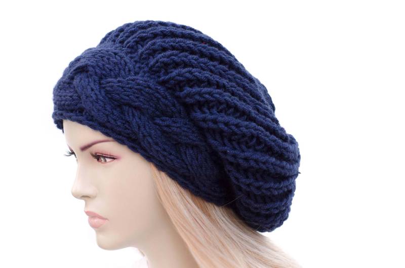 Beanie Mütze, Winter Slouchy Oversize Strickmütze, Für Frau in Navy - Farbe Option Verfügbar von SenamonAccessories