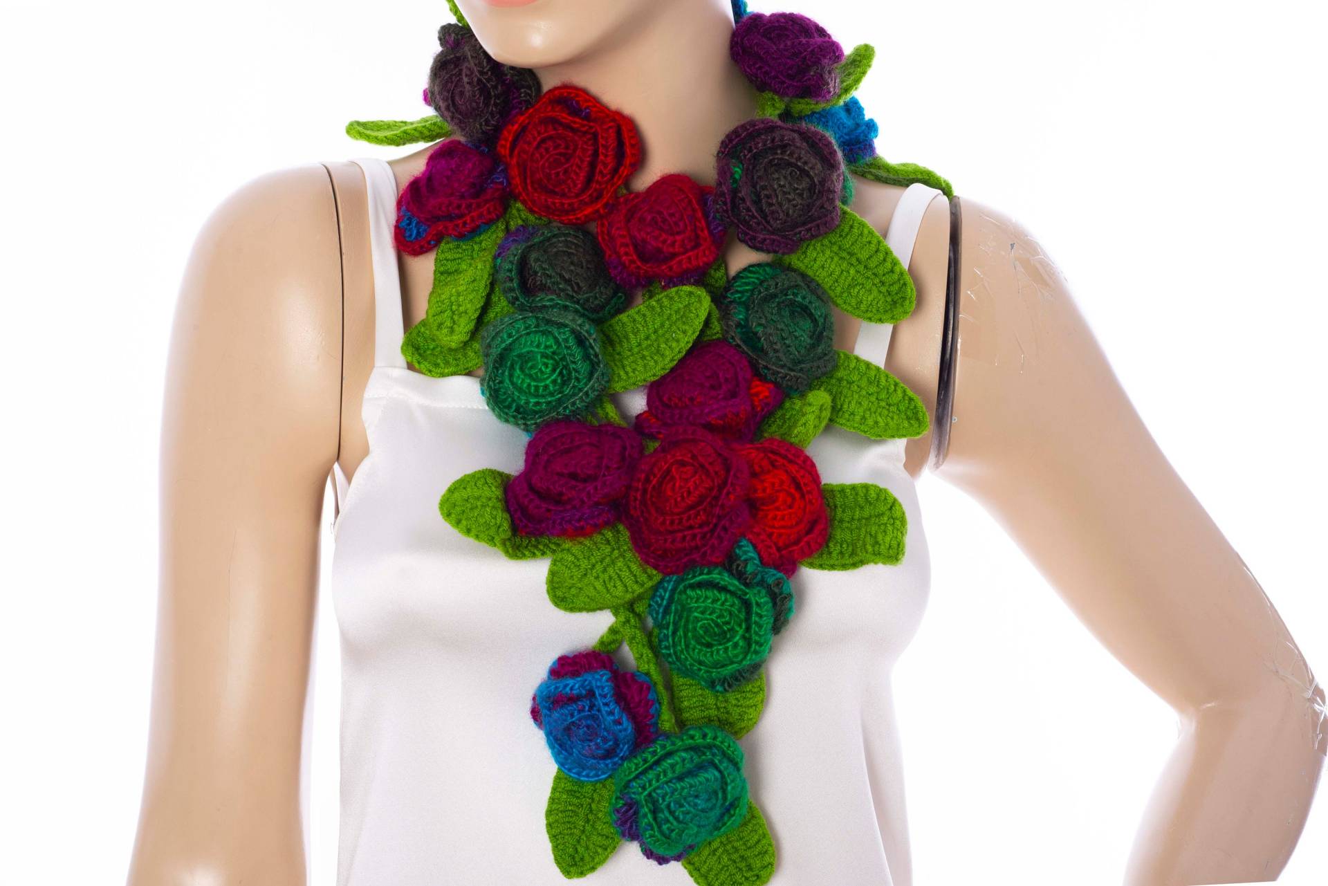 Crochet Blumen Lariat Schal Wolle Acryl-Mischung, 385 cm von SenamonAccessories